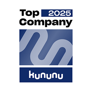 Kununu-Siegel 2025 mit der Aufschrift "Top Company".